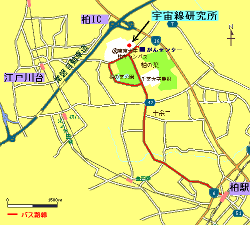 Map of Kashiwa around ICRR