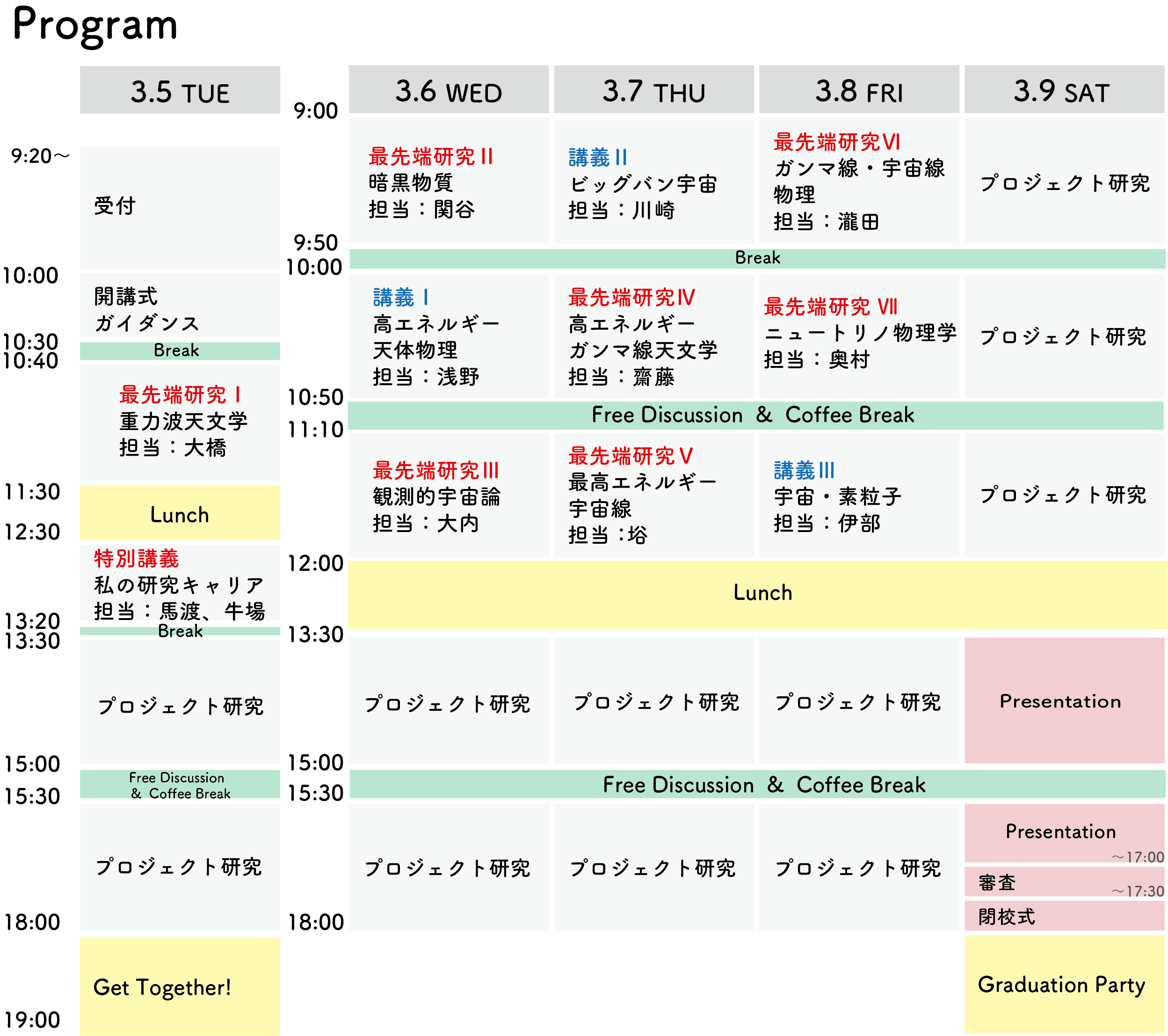 宇宙・素粒子スプリングスクール2019